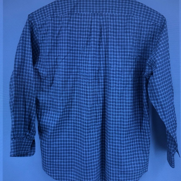 Men's Blue Plaid Button-Down Shirt - Picture 3 of 3